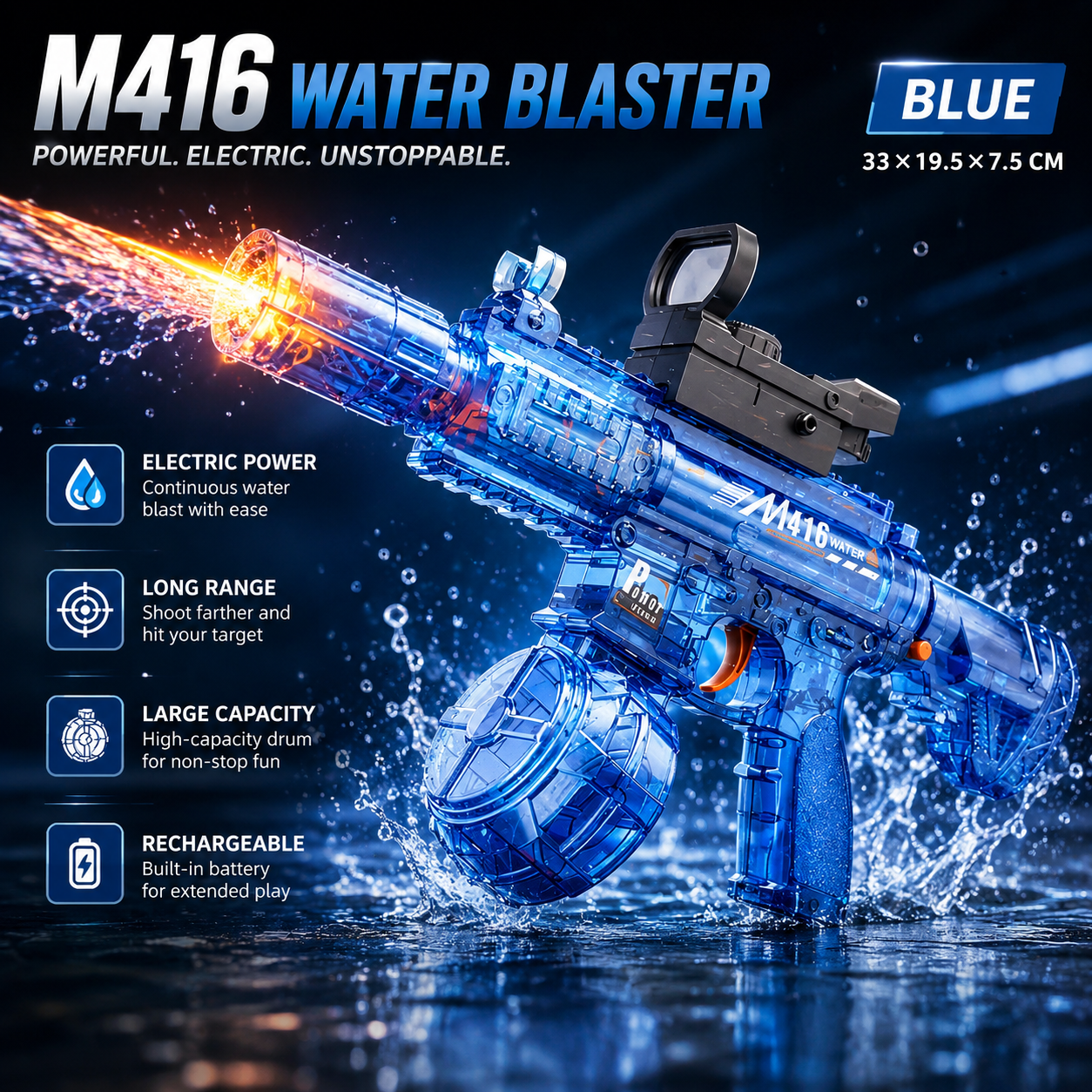 ¡Pistola de agua eléctrica M416! 🔥💦